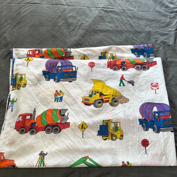 Vintage Canon Road Works Construction Flat Twin Sheet, Pillowcase, Sham - Picture 10 of 10